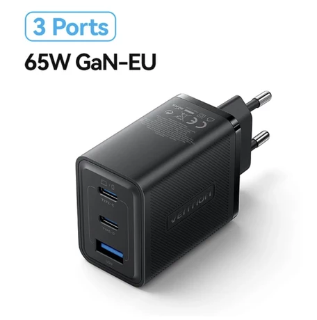 Cargador de pared USB C de 65 W GaN de 3 puertos  para MacBook, iPad Pro, iPhone 14 13 12 Pro Max, Galaxy S22 S20 Note 20, Dell XPS - Cargador de viaje compacto para Notebooks y más