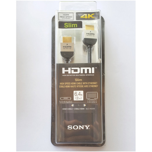 CABLE HDMI DELGADO SONY DLC HE20S SLIM DE ALTA VELOCIDAD, 2 M 4K ETHERNET