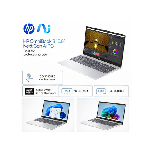 HP OmniBook 15-FN0105 AMD Ryzen AI 5 330  512GB SSD 16GB 15.6 FHD TOUCHSCREEN WIN11 Nuevo