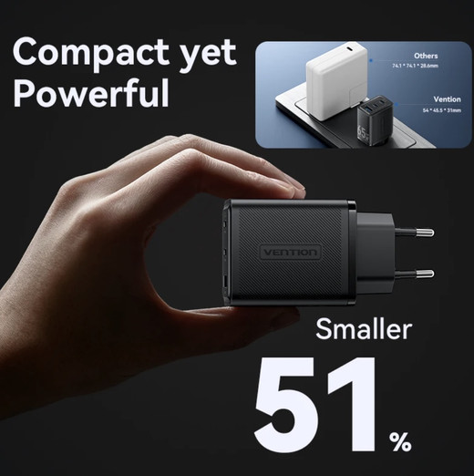 Cargador de pared USB C de 65 W GaN de 3 puertos  para MacBook, iPad Pro, iPhone 14 13 12 Pro Max, Galaxy S22 S20 Note 20, Dell XPS - Cargador de viaje compacto para Notebooks y más