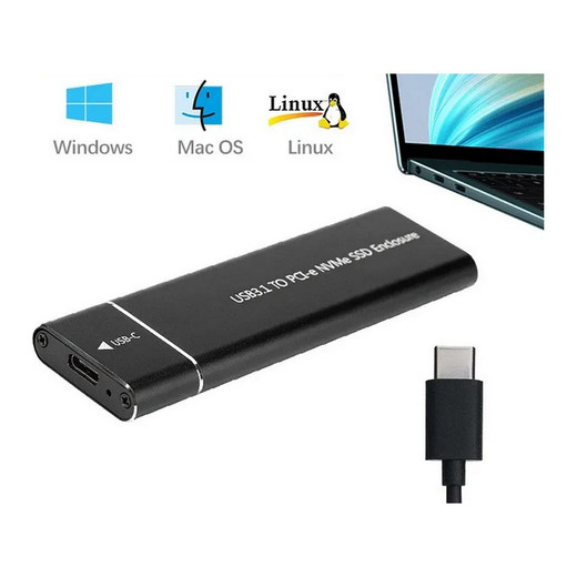 COFRE  DISCO DURO EXTERNO DE META  USB3.1 M.2 SATA SSD, CON PROTOCOLO NVME, TIPO USB C