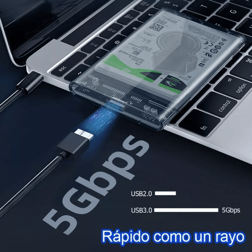 Cofre disco duro de 2,5 pulgadas, USB para Cualquier tipo de Disco (SSD/HDD)