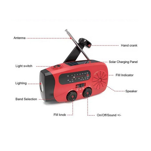 Radio emergencia Multifunciones CARGA SOLAR con luces LED ,Linterna y Cargador USB Nuevo