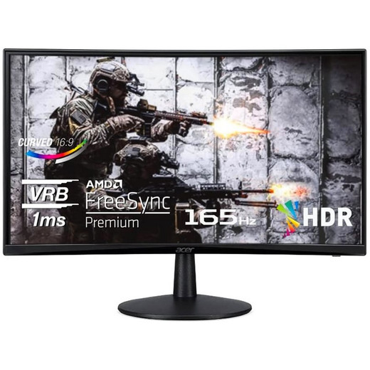 MONITOR CURVO GAMER ACER NITRO ED240Q S WIDESCREEN FHD 165HZ 1MS 1 X HDMI 1 X DISPLAYPORT VESA MOUNT COLOR NEGRO NUEVO