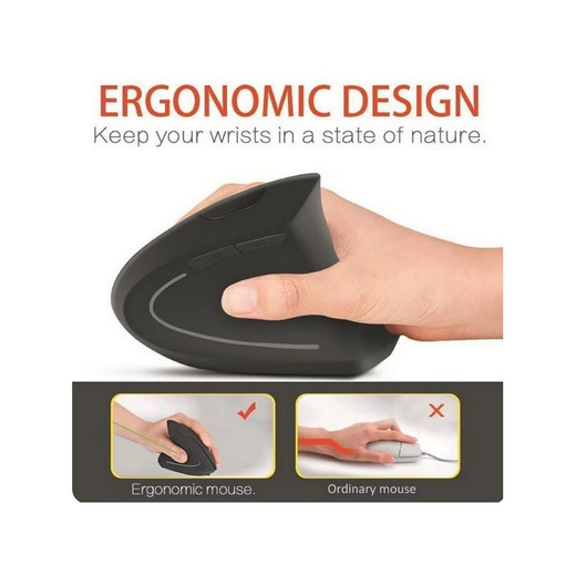 Mouse inalámbrico Vertical  Ergonómico niveles DPI ajustable 800/1200/1600 6 botones, USB, para PC, portátil, oficina y hogar