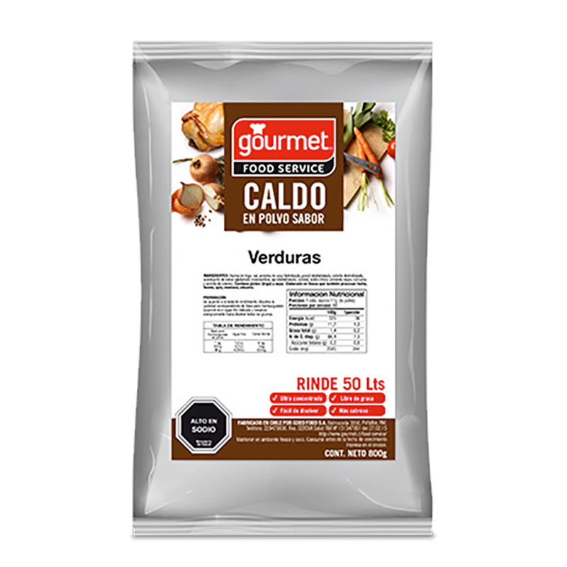 CALDO EN POLVO SABOR VERDURAS GOURMET 800 g
