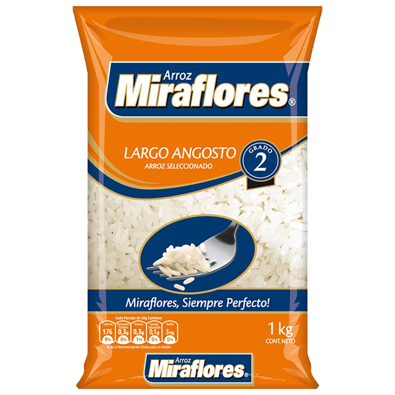 ARROZ LARGO ANGOSTO G2 Miraflores 1 Kg