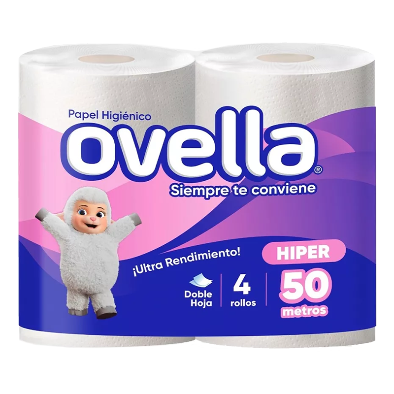 HIGIENICO OVELLA PLUS 4 ROLLOS de 50 mts.