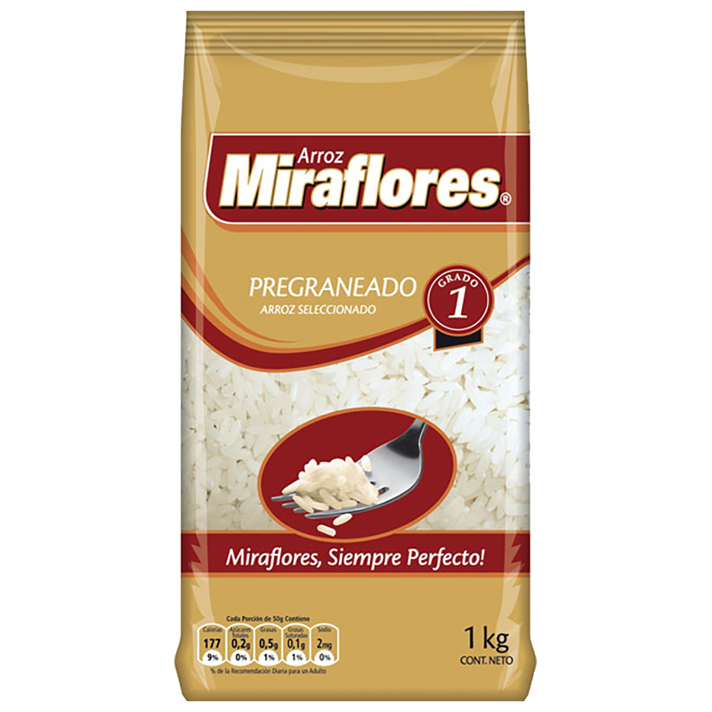 ARROZ PREGRANEADO LAMINADO Miraflores 1 Kg