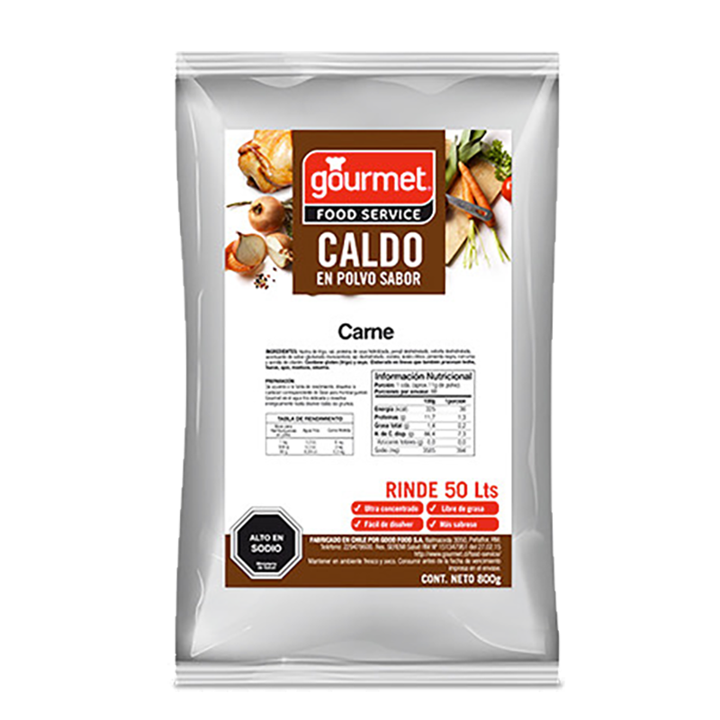 CALDO EN POLVO SABOR CARNE 800g  Gourmet