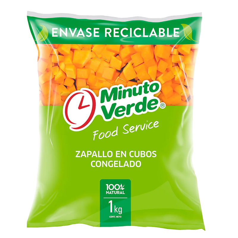  ZAPALLO CUBO FOOD SERVICE 1 Kg ESPECIAL Minuto Verde