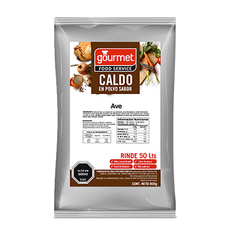 CALDO EN POLVO SABOR AVE 800g  Gourmet