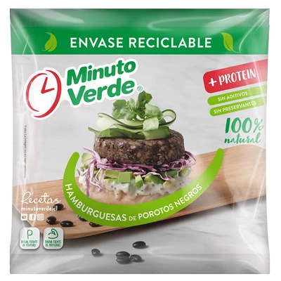 Hamburguesas de porotos negros Minuto Verde 100 g