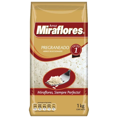 ARROZ PREGRANEADO LAMINADO Miraflores 1 Kg