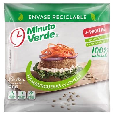 Hamburguesas de lentejas Minuto Verde 100 g