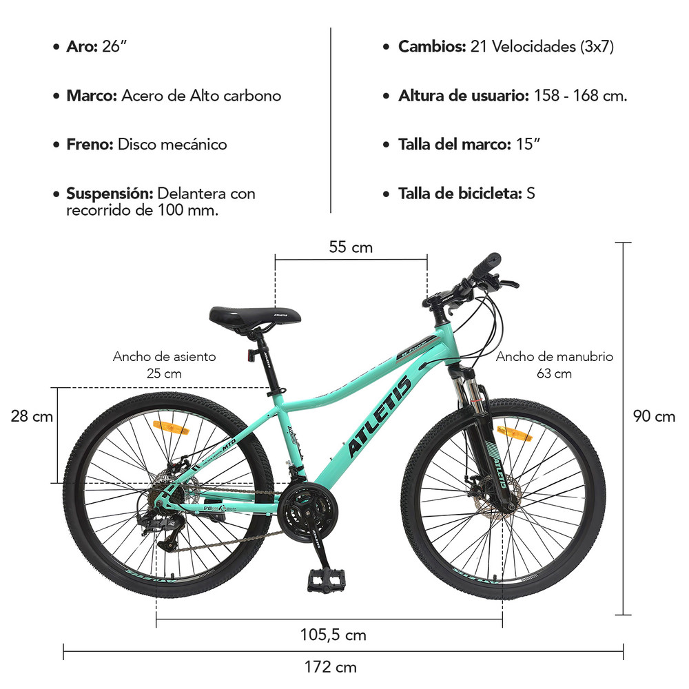 Talla Bicicleta Aro 26 Bici 24 Pulgadas Altura Elixir 24