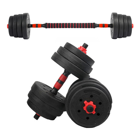 Set de Mancuernas y Barra 20 Kg 2 en 1 Negro