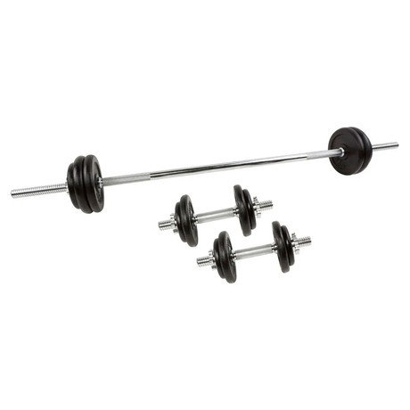 Set 50kg Barra Con Mancuernas + Discos Intercambiables