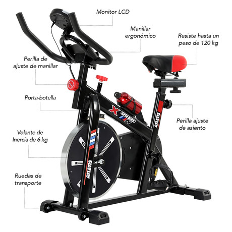 Bicicleta Spinning Atletis K300 Bicolor inercia 6 kg