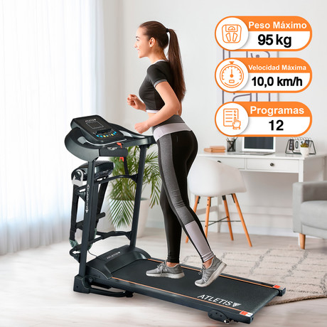 Trotadora Atletis Fit 330 Pantalla LCD Masajeador MP3/USB Inclinación Manual