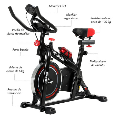 Bicicleta Spinning K300 Pro con Volante Inercia 6 kg Rojo