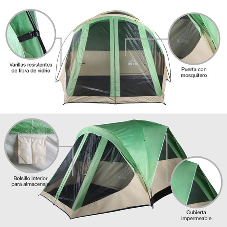 Carpa 10 Personas Camping Outdoor Verde