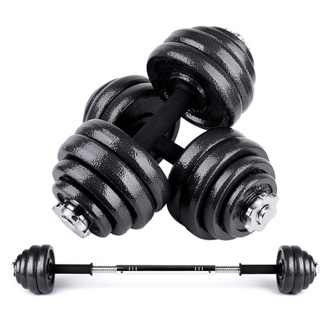 Set Barra Mancuernas Atletis Metal 30Kg Negro
