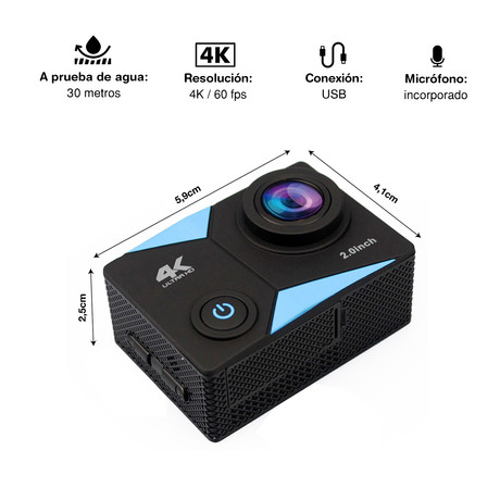 Cámara Deportiva 4K con WiFi AC-166 Negro