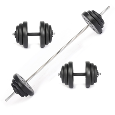 Set de Mancuernas y Barra 40,8 Kg 2 en 1 Negro
