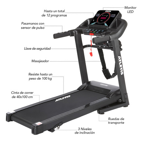 Trotadora Plegable Atletis Endurance V 12km/h 1.5hp con Masaje