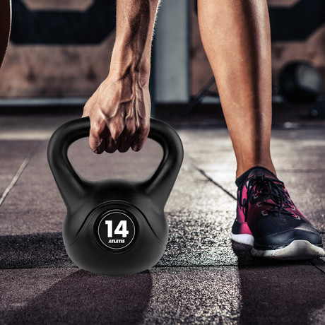Kettlebell Mancuerna Pesa Rusa Cemento 14 Kg Negro