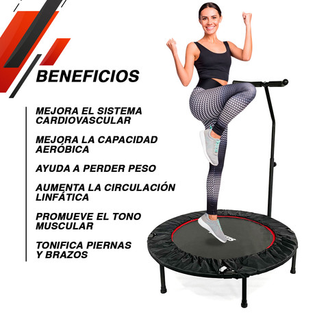 Trampolín con Barra 1,02 Metros Pro Fitness Negro