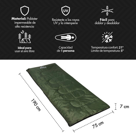 Saco De Dormir 250 Gr Verde