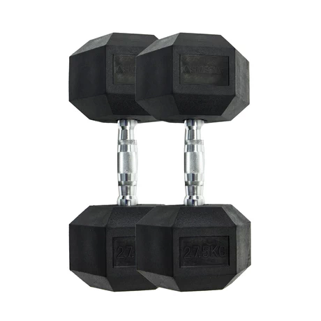 Pack de 2 Mancuernas Hexagonales 27,5 Kg Negro