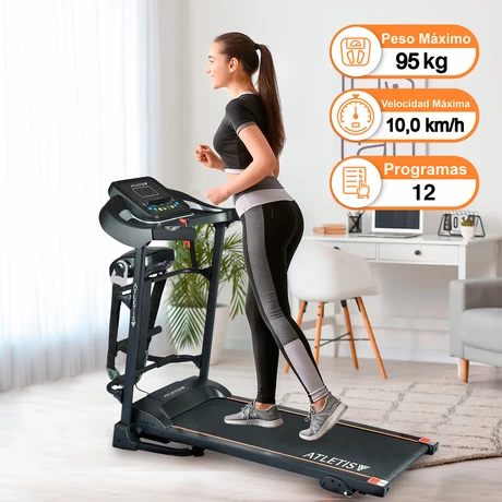 Trotadora Atletis Fit 330 Pantalla LCD Masajeador MP3/USB Inclinación Manual
