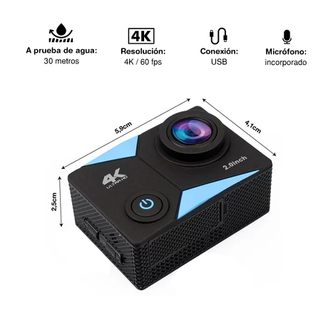 Cámara Deportiva 4K con WiFi AC-166 Negro