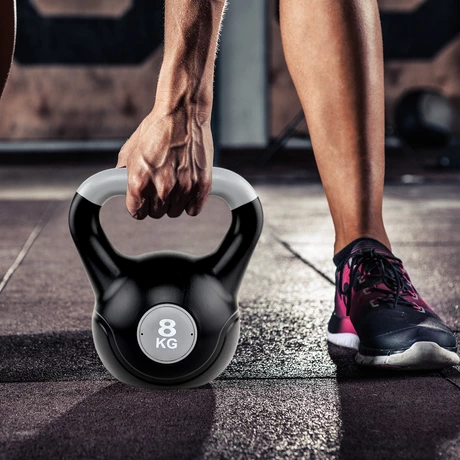 Kettlebell Pesa Rusa Cemento Color 8 Kg Negro