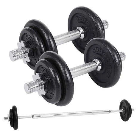 Set Barra Mancuernas Atletis Metal 50Kg Negro