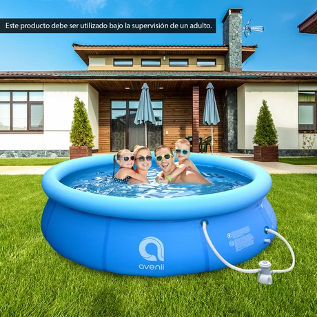 Piscina Inflable con Filtro 2.074 Litros 63x240 cm Celeste