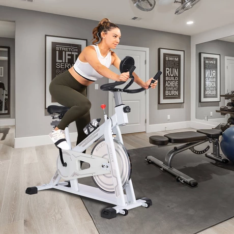 Bicicleta Spinning Pro II con Monitor LCD Volante de Inercia 6 Kg Blanco