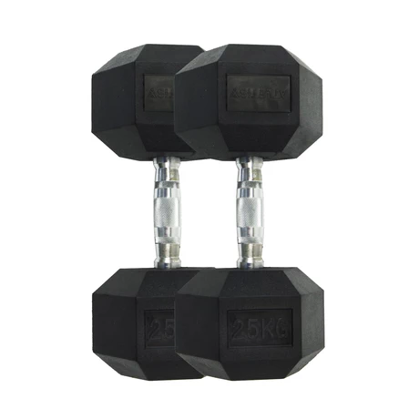 Pack de 2 Mancuernas Hexagonales 25 Kg Negro