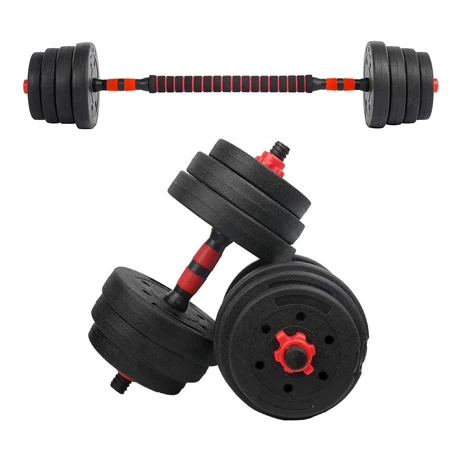 Set de Mancuernas y Barra 20 Kg 2 en 1 Negro