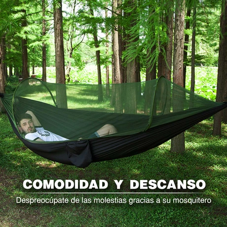 Hamaca Camping Outdoor con Mosquitero Verde