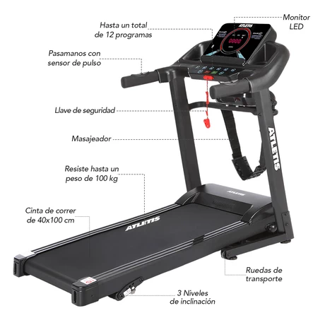 Trotadora Plegable Atletis Endurance V 12km/h 1.5hp con Masaje