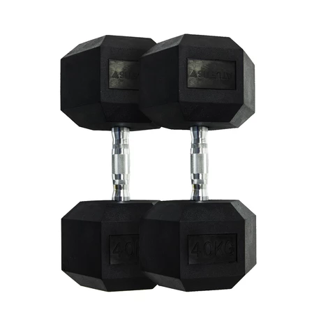 Pack de 2 Mancuernas Hexagonales 40 Kg Negro