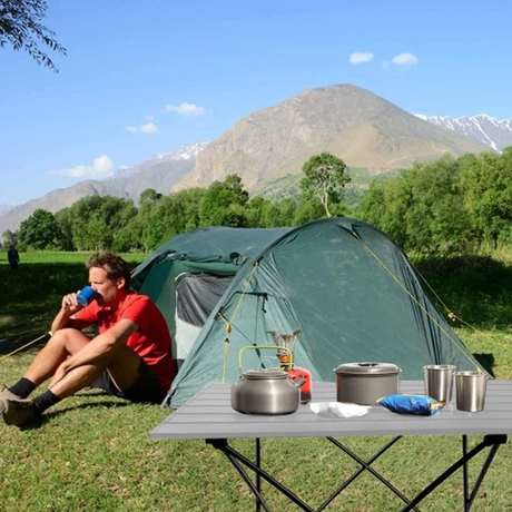 Mesa de Camping Plegable Portátil Gris