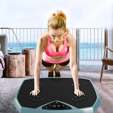 Plataforma Vibratoria PRO con Pantalla LED Celeste