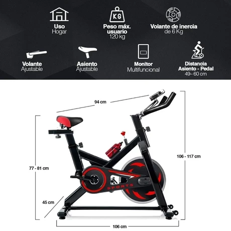 Bicicleta Spinning Go Fitness Volante Inercia 6 kg Negro
