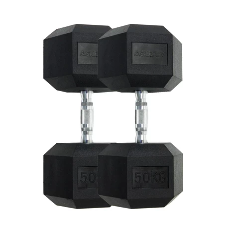 Pack de 2 Mancuernas Hexagonales 50 Kg Negro