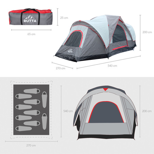 Carpa 10 Personas Camping Outdoor Gris
